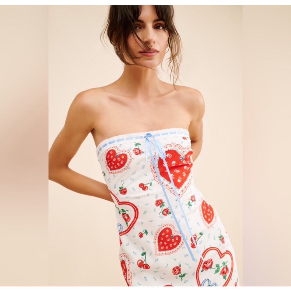 For Love & Lemons Daisy Mae Strapless Midi Dress Medium - Picture 3 of 10